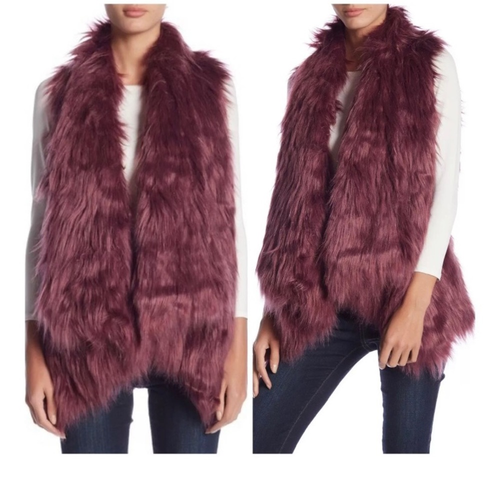 Faux Fur Plum  Shag Boho Vest M NWT